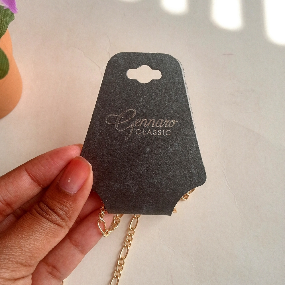 Gennaro Classic Gold Tone Link Chain Necklace Figaro - Picture 3 of 5